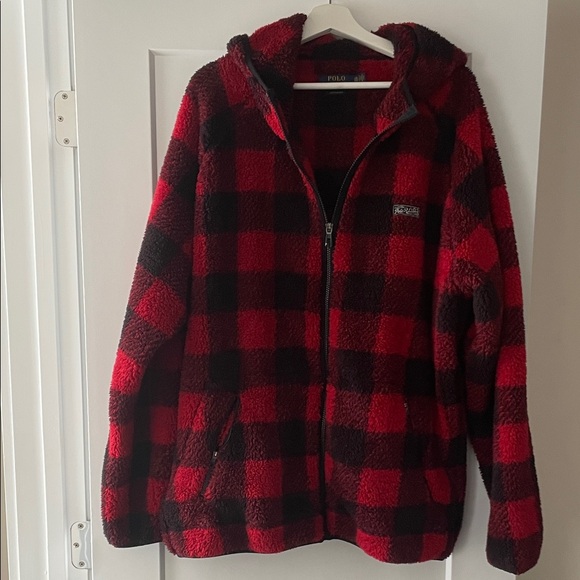 Polo by Ralph Lauren Performance Buffalo Plaid Hooded Fleece Sherpa Jacket - Picture 5 of 6